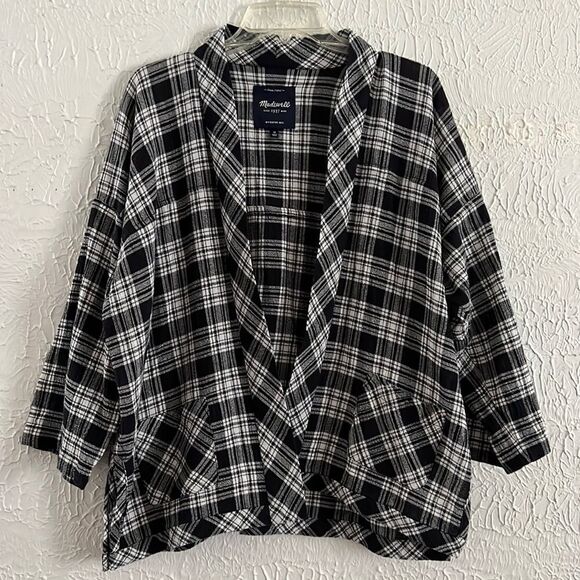 Madewell Open Front Plaid Overshirt M - Picture 1 of 5